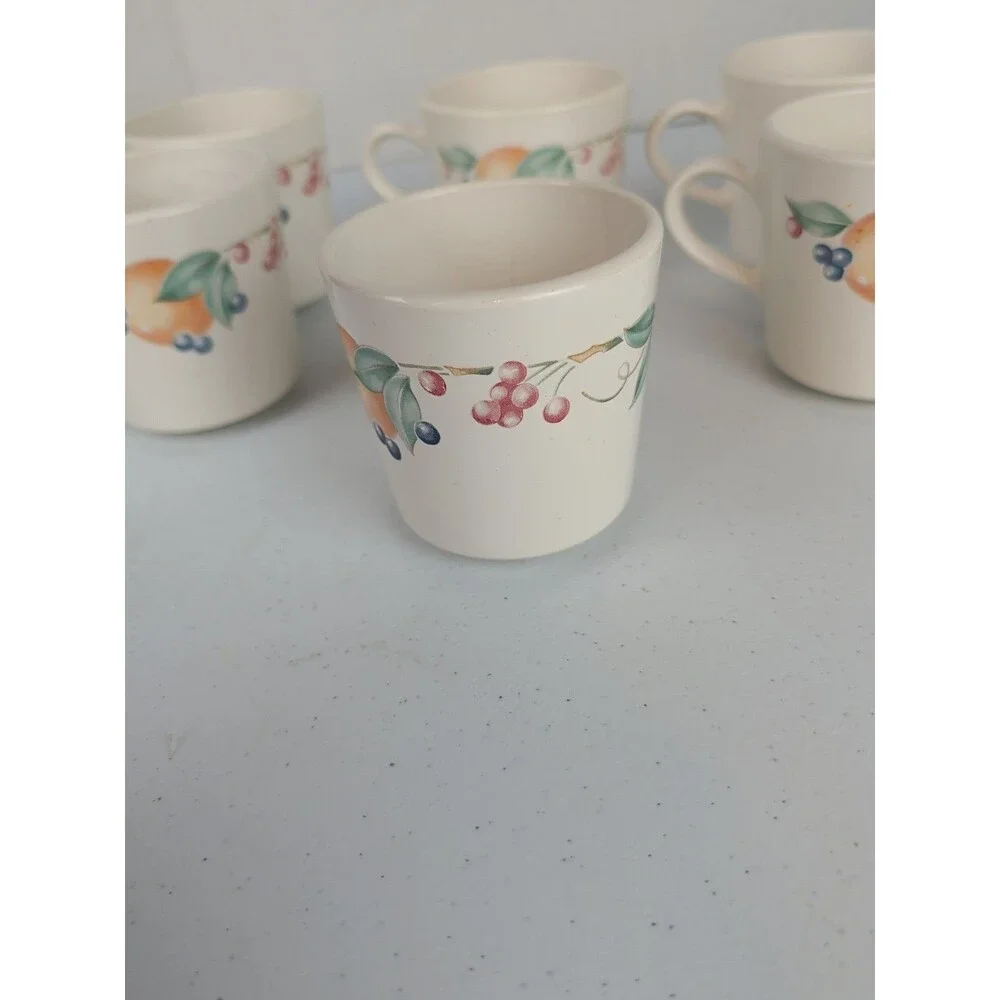 Vintage  Corelle Corning Ware Abundance Coffee/Tea Cups Set Of 8